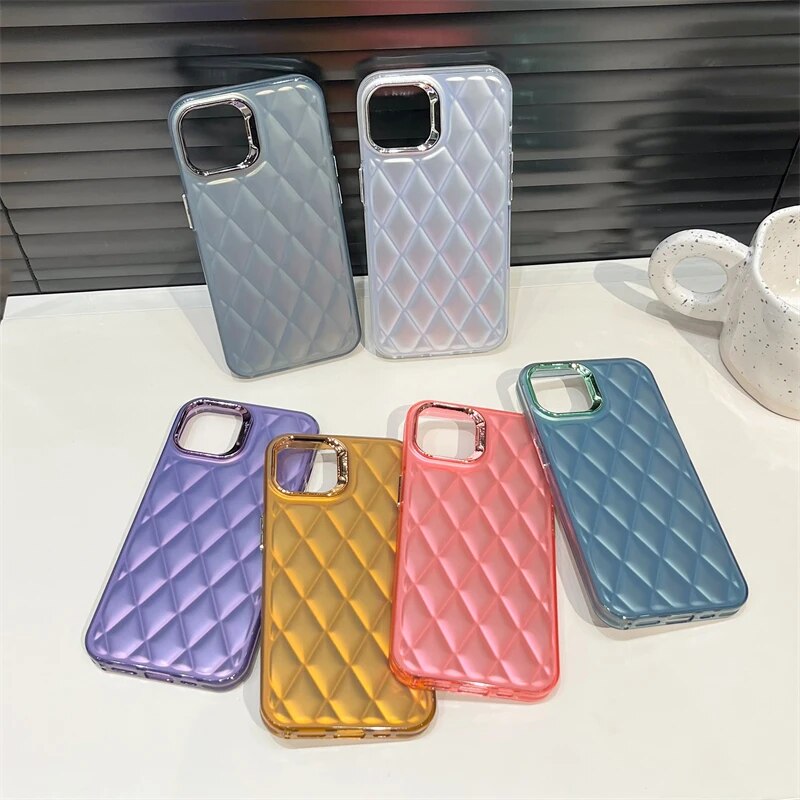 Lattice Quilt Plated Apple iPhone Case-Exoticase-
