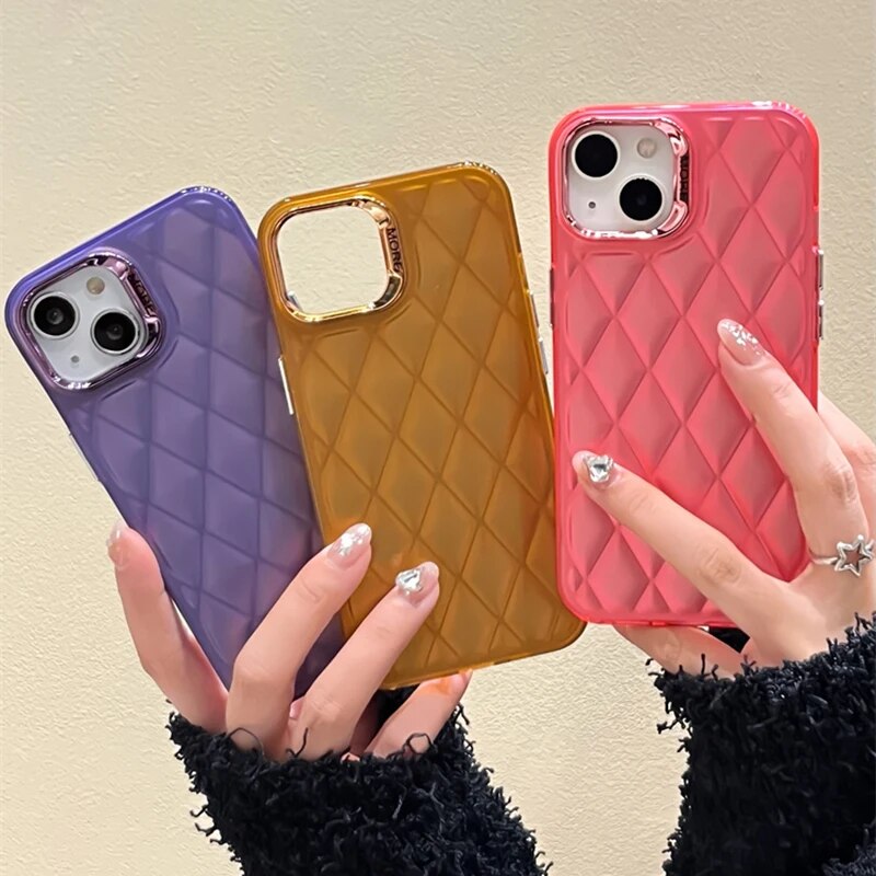 Lattice Quilt Plated Apple iPhone Case-Exoticase-