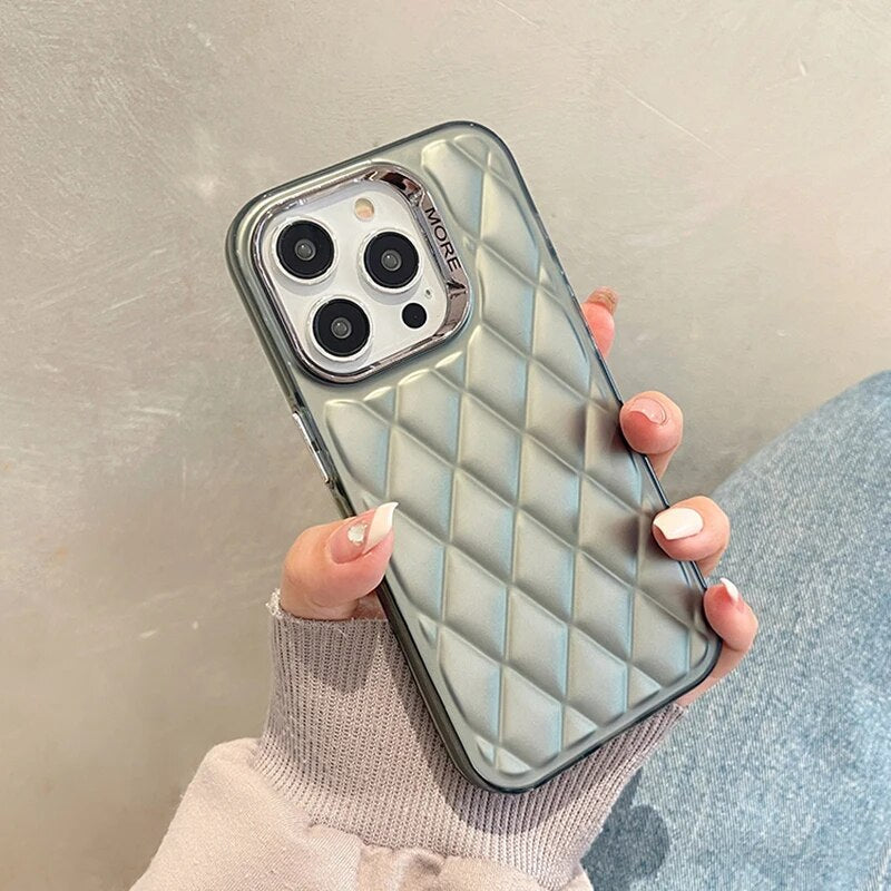 Lattice Quilt Plated Apple iPhone Case-Exoticase-