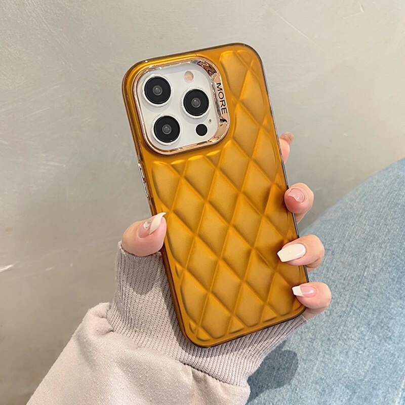 Lattice Quilt Plated Apple iPhone Case-Exoticase-