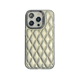 Lattice Quilt Plated Apple iPhone Case-Exoticase-For iPhone 15 Pro Max-Gray-