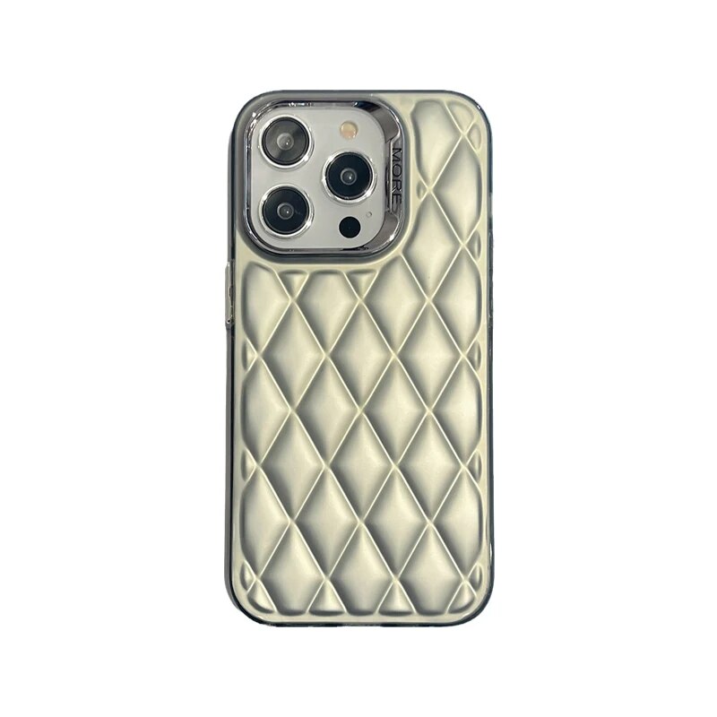 Lattice Quilt Plated Apple iPhone Case-Exoticase-For iPhone 15 Pro Max-Gray-