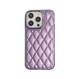Lattice Quilt Plated Apple iPhone Case-Exoticase-For iPhone 15 Pro Max-Purple-