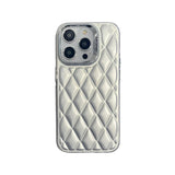 Lattice Quilt Plated Apple iPhone Case-Exoticase-For iPhone 15 Pro Max-Silver-
