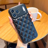 Lattice Quilt Plated Apple iPhone Case-Exoticase-iPhone 17 Pro Max-Black-Exoticase