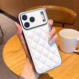 Lattice Quilt Plated Apple iPhone Case-Exoticase-iPhone 17 Pro Max-White-Exoticase