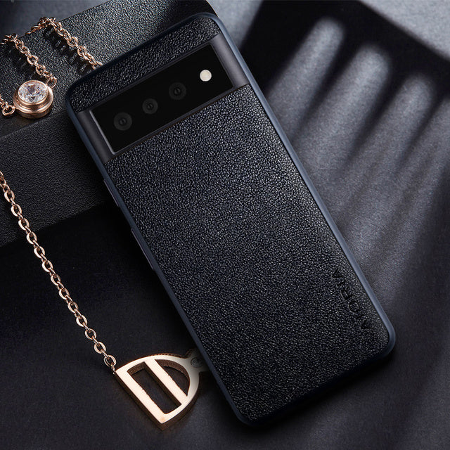 Leatherlike Textured Google Pixel 6 Case-Exoticase-For Google Pixel 6 Pro-Black-
