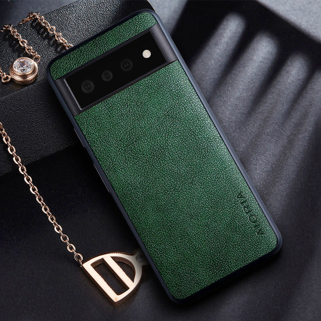 Leatherlike Textured Google Pixel 6 Case-Exoticase-For Google Pixel 6 Pro-Green-