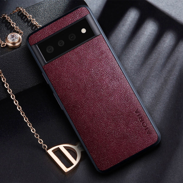 Leatherlike Textured Google Pixel 6 Case-Exoticase-For Google Pixel 6 Pro-Red-