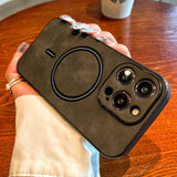 Leatherlike Textured MagSafe Ring Apple iPhone Case-Exoticase-