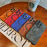 Leatherlike Textured MagSafe Ring Apple iPhone Case-Exoticase-