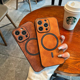 Leatherlike Textured MagSafe Ring Apple iPhone Case-Exoticase-