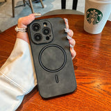 Leatherlike Textured MagSafe Ring Apple iPhone Case-Exoticase-
