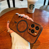 Leatherlike Textured MagSafe Ring Apple iPhone Case-Exoticase-For iPhone 15 Pro Max-Auburn-