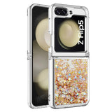 Liquid Glitter Quicksand Case For Samsung Galaxy Z Flip-Exoticase-for Samsung Z Flip 5-Gold-