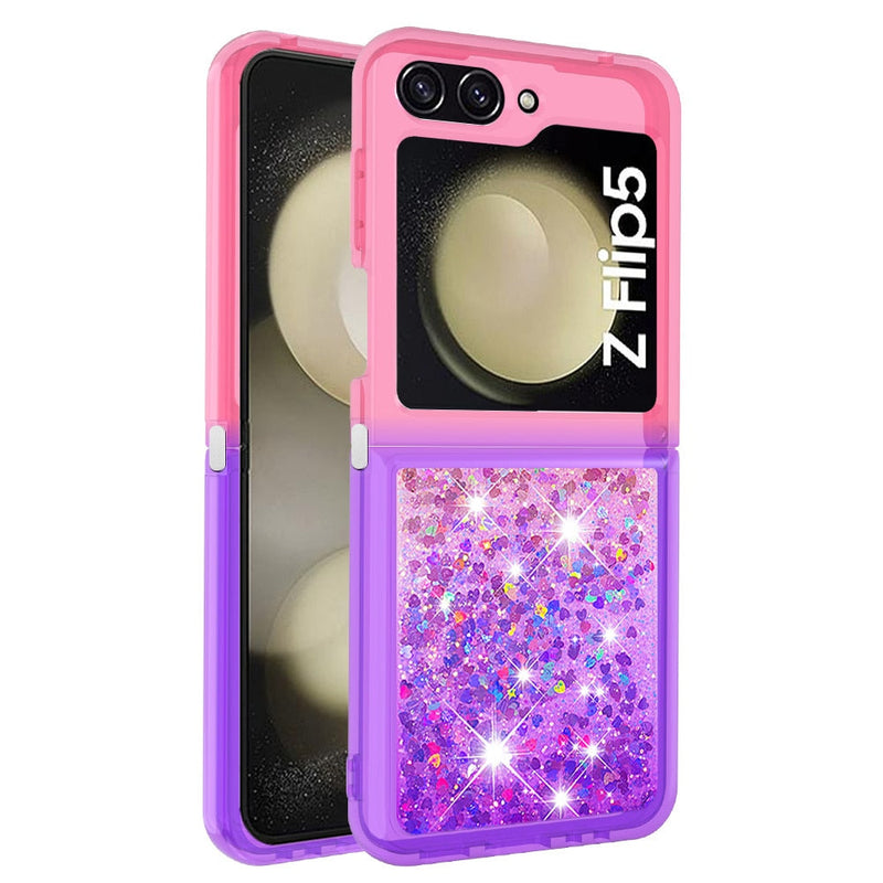 Liquid Glitter Quicksand Case For Samsung Galaxy Z Flip-Exoticase-for Samsung Z Flip 5-Pink Purple-