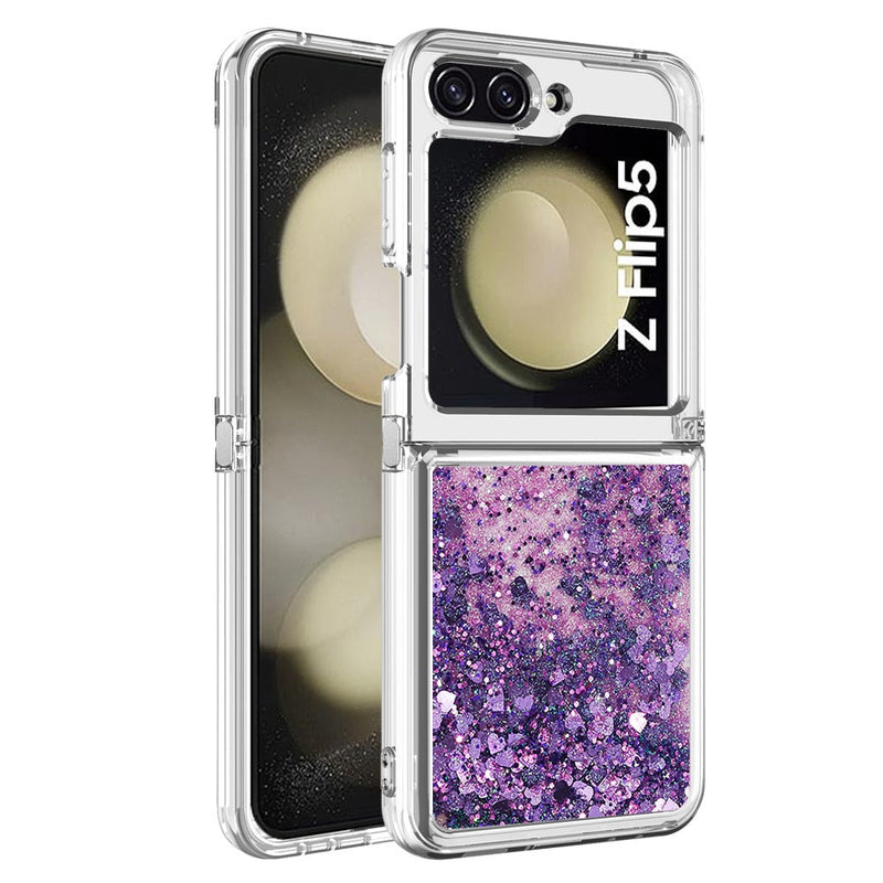 Liquid Glitter Quicksand Case For Samsung Galaxy Z Flip-Exoticase-for Samsung Z Flip 5-Purple-Exoticase