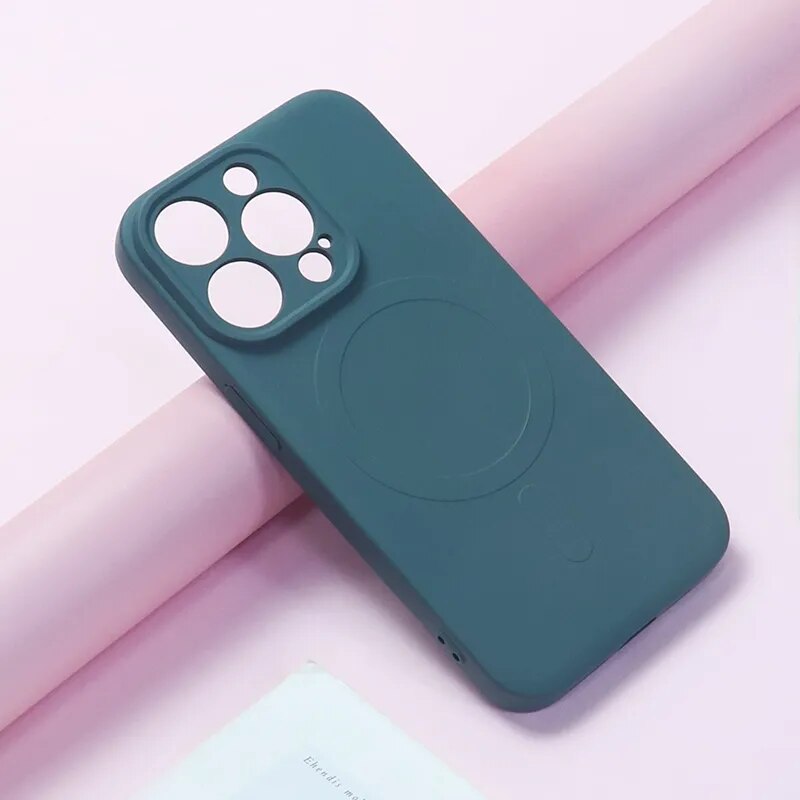 Liquid Silicone Apple MagSafe iPhone Case-Exoticase-For iPhone 15 Pro Max-Dark Green-