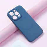 Liquid Silicone Apple MagSafe iPhone Case-Exoticase-For iPhone 15 Pro Max-Blue-