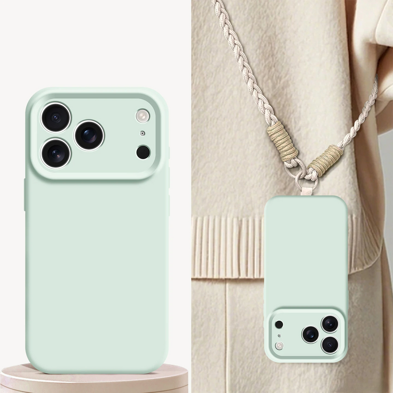 Liquid Silicone Shockproof iPhone Case With Crossbody Lanyard