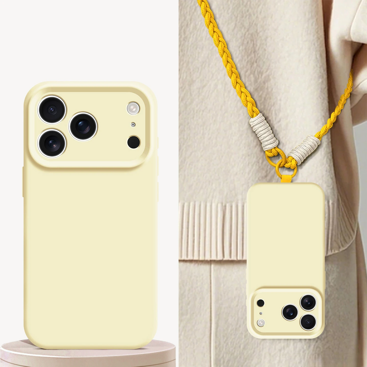 Liquid Silicone Shockproof iPhone Case With Crossbody Lanyard