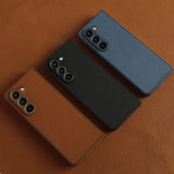 Litchi Grain Genuine Leather Samsung Z Fold Case-Exoticase-Exoticase