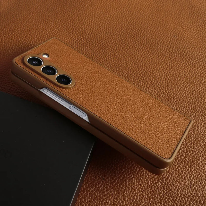 Litchi Grain Genuine Leather Samsung Z Fold Case-Exoticase-Exoticase