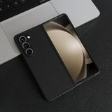 Litchi Grain Genuine Leather Samsung Z Fold Case-Exoticase-Black-For Samsung Z Fold 6-Exoticase