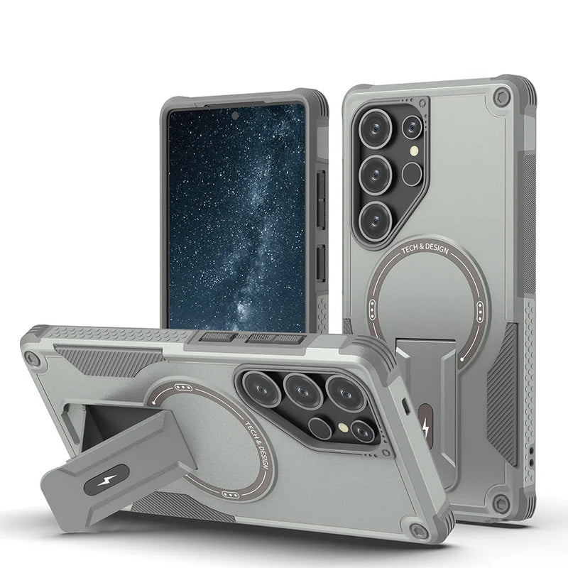 Luxury MagSafe Folding Stand Samsung Case-Exoticase-Gray-For Samsung S25 Ultra-Exoticase