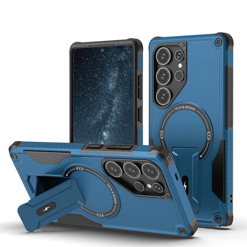 Luxury MagSafe Folding Stand Samsung Case-Exoticase-Blue-For Samsung S25 Ultra-Exoticase