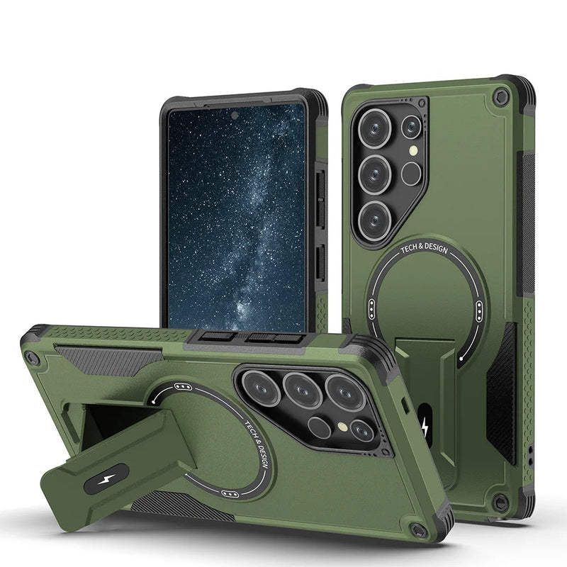 Luxury MagSafe Folding Stand Samsung Case-Exoticase-Green-For Samsung S25 Ultra-Exoticase