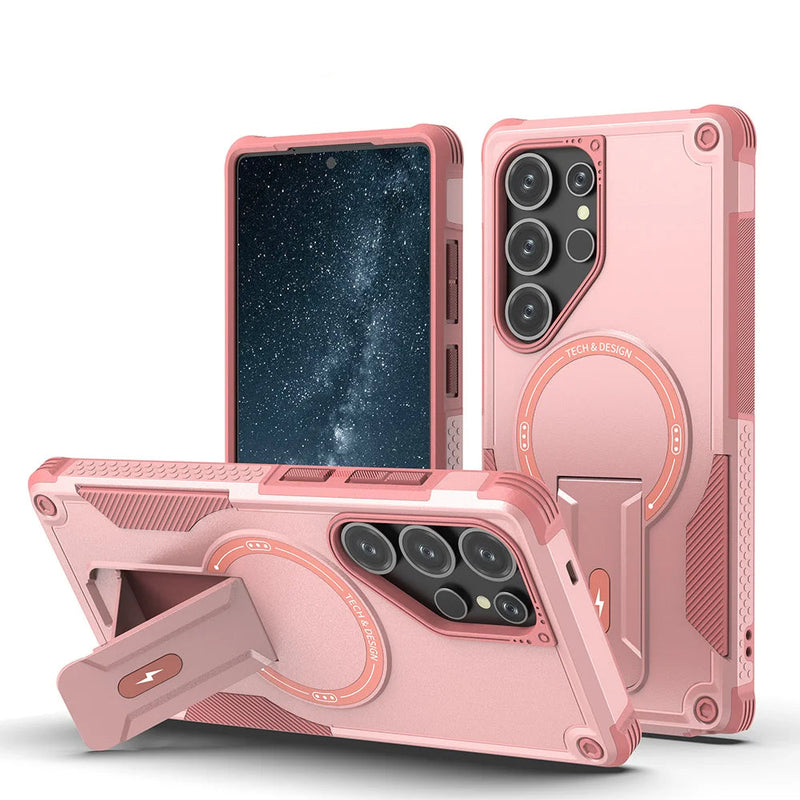 Luxury MagSafe Folding Stand Samsung Case-Exoticase-Pink-For Samsung S25 Ultra-Exoticase