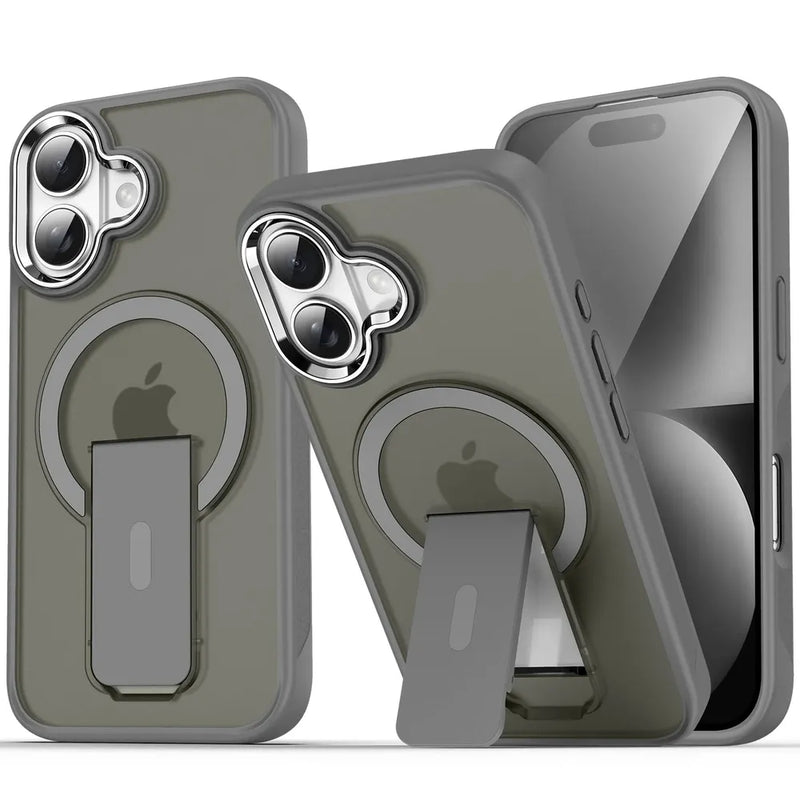 Luxury MagSafe Folding Stand iPhone Case-Exoticase-For iPhone 16 Pro Max-Gray-Exoticase