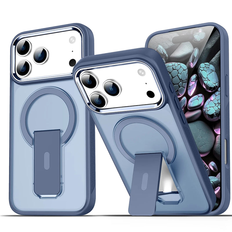 Luxury MagSafe Folding Stand iPhone Case-Exoticase-For iPhone 17 Pro Max-Blue-Exoticase