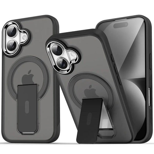 Luxury MagSafe Folding Stand iPhone Case-Exoticase-For iPhone 16 Pro Max-Black-Exoticase