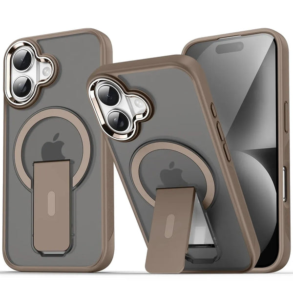 Luxury MagSafe Folding Stand iPhone Case-Exoticase-For iPhone 16 Pro Max-Desert Gold-Exoticase