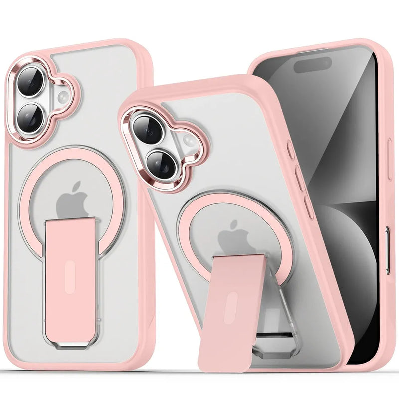 Luxury MagSafe Folding Stand iPhone Case-Exoticase-For iPhone 16 Pro Max-Pink-Exoticase