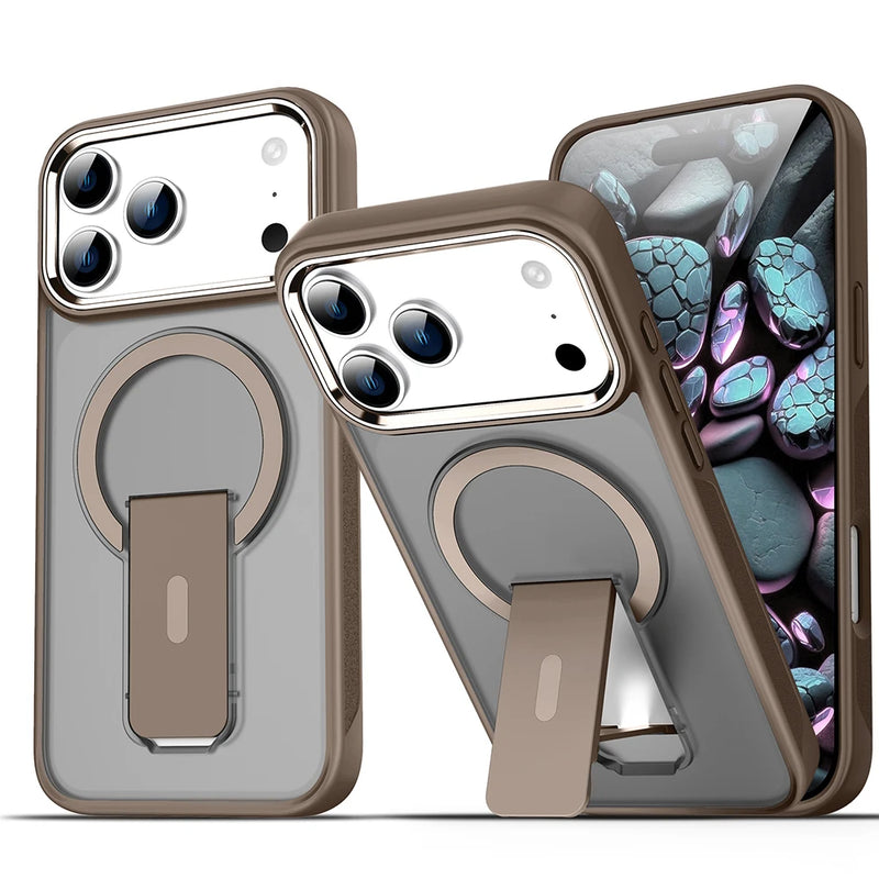Luxury MagSafe Folding Stand iPhone Case-Exoticase-For iPhone 17 Pro Max-Desert Gold-Exoticase