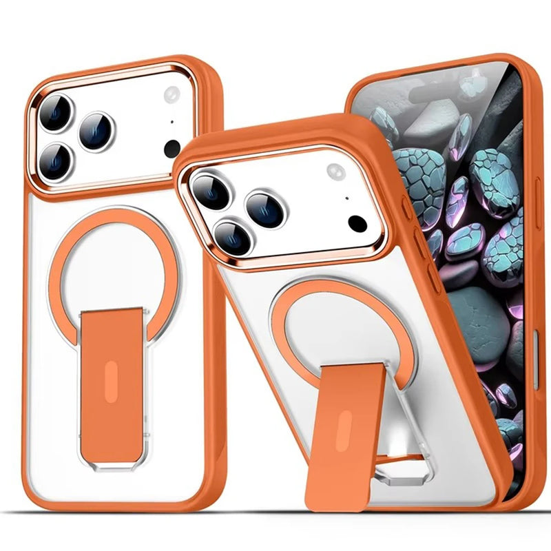 Luxury MagSafe Folding Stand iPhone Case-Exoticase-For iPhone 17 Pro Max-Orange-Exoticase