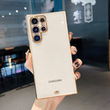 Luxury Plating Clear Samsung Case-Exoticase-For Samsung S22Ultra-White-