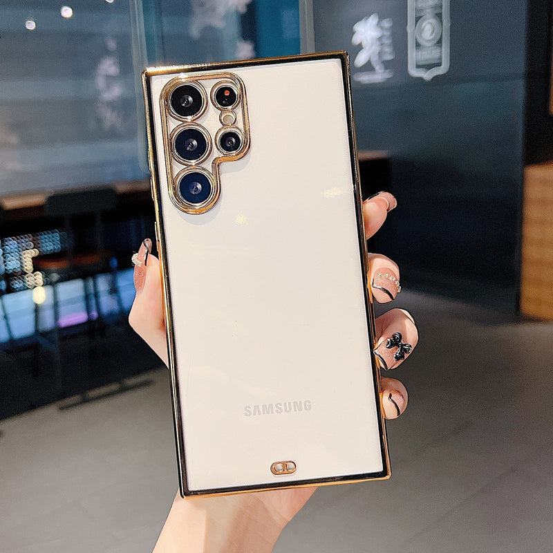 Luxury Plating Clear Samsung Case-Exoticase-For Samsung S22Ultra-Black-