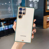 Luxury Plating Clear Samsung Case-Exoticase-For Samsung S22Ultra-Dark Green-