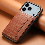 MagnetClose Vegan Leather Card Holder iPhone Case-Exoticase-Alligator Brown-iPhone 17 Pro Max-Exoticase