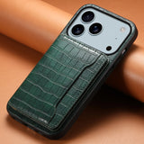 MagnetClose Vegan Leather Card Holder iPhone Case-Exoticase-Alligator Green-iPhone 17 Pro Max-Exoticase