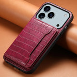 MagnetClose Vegan Leather Card Holder iPhone Case-Exoticase-Alligator Pink-iPhone 17 Pro Max-Exoticase
