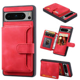 Magnetic Clasped Wallet Card Holder Google Pixel Case-Exoticase-For Pixel 8 Pro-Red-