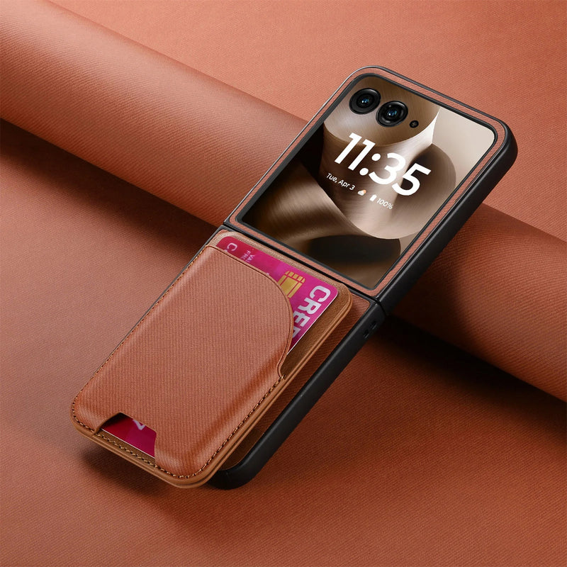 Magnetic Snap-On Wallet Motorola Razr Case-Exoticase-Brown-Razr Ultra 2025-Exoticase