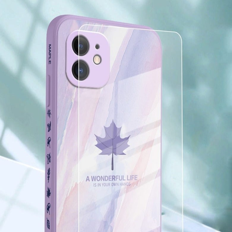 Maple Leaf Design Glass iPhone Case-Exoticase-