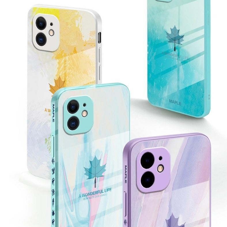 Maple Leaf Design Glass iPhone Case-Exoticase-