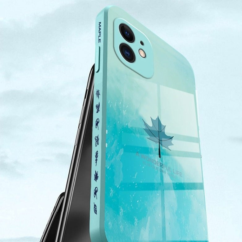 Maple Leaf Design Glass iPhone Case-Exoticase-